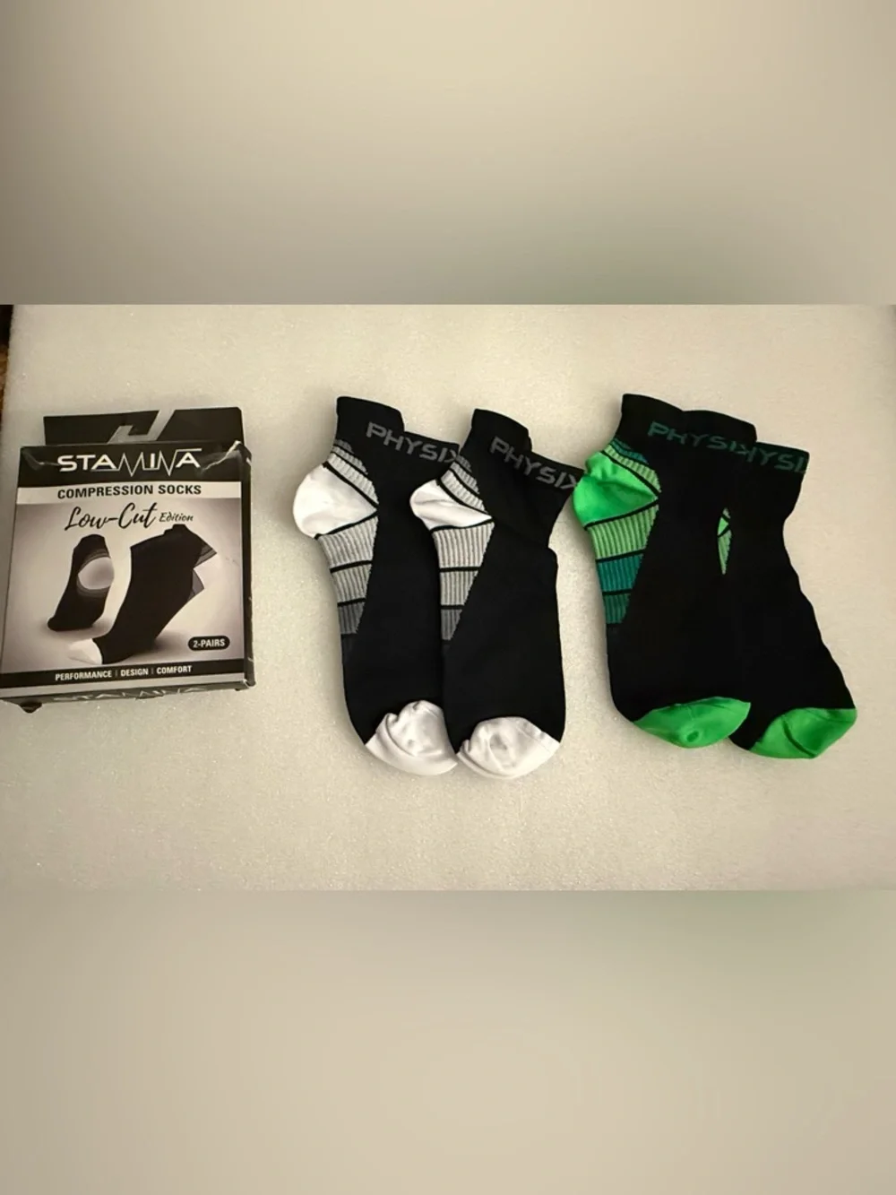 Bundle of 2 - Physix Gear Sport Stamina Low-Cut Compression Socks - 2 Pairs NWT